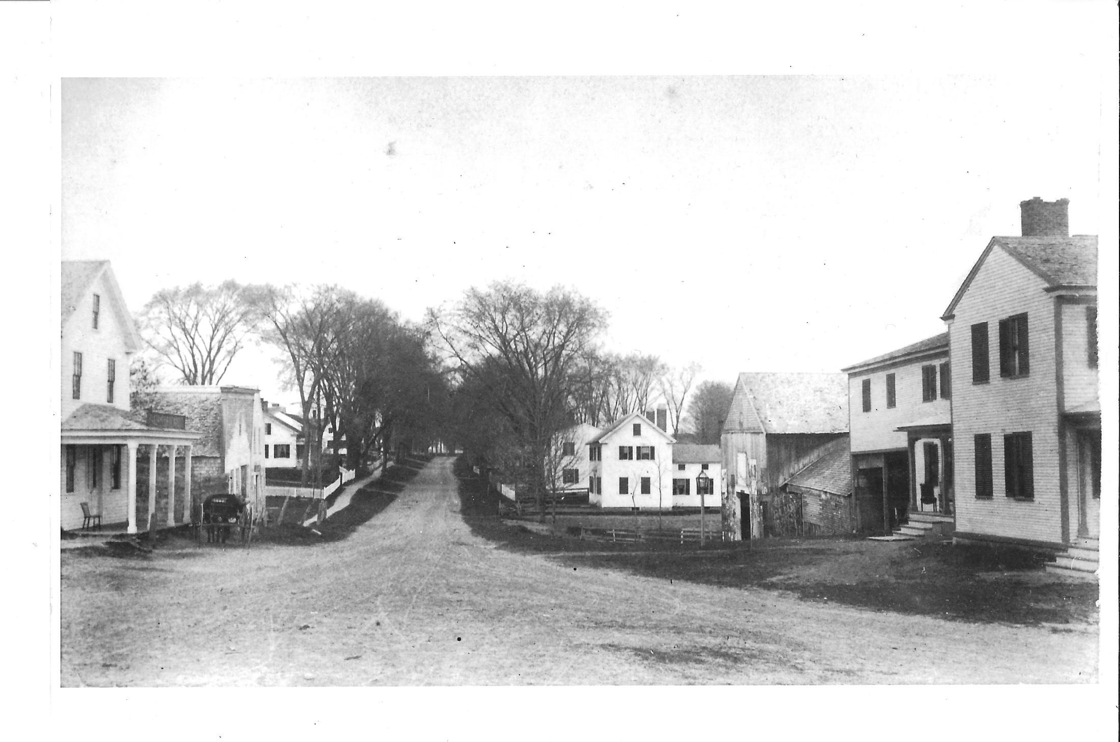 Main Street in China Village, Maine, early 1900s
